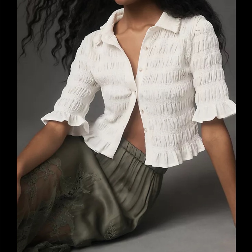 Maeve White Button-Up top